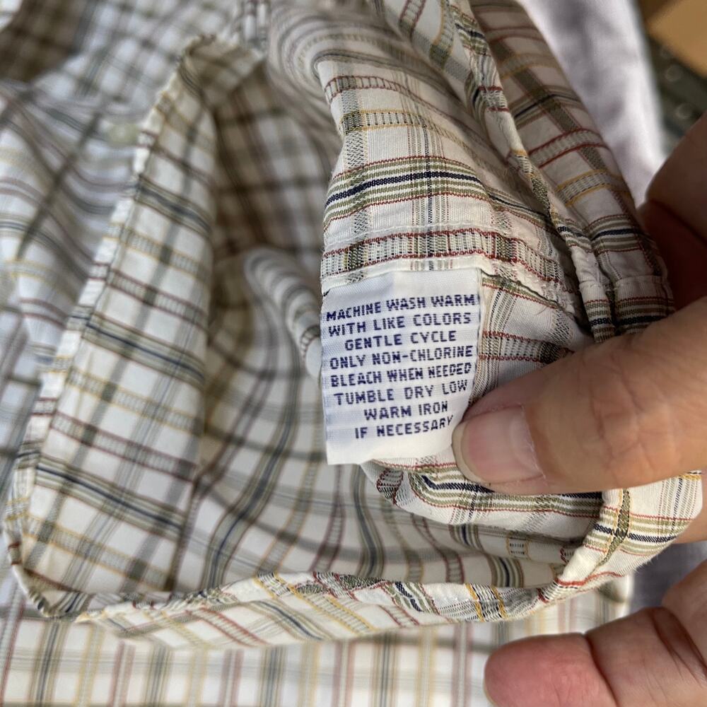 Allan Flusser Mens Button Up Long Sleeve Green Checkered Shirt Chest Pocket Sz L - Picture 6 of 7